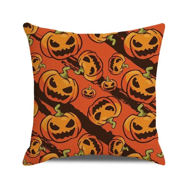 Halloween Decorative Cushion Cover Pumpkin Bat Wizard Ghost Pillowcase Suitable for Home Living Room Sofa Room Decoration