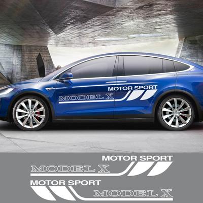 2PCS Auto Door Side Car Stickers For Tesla Model X Sport Stripe Vinyl Film Graphical Car Body Decoration Tuning