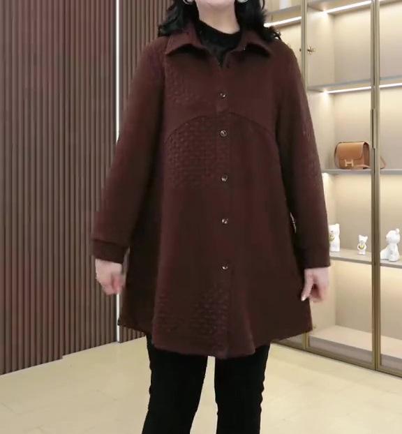 

Батал рубашка-кардиган с отложным воротником и длинными рукавами с жаккардовым узором для осени и зимы 3XL (160-180 jin) кофейный