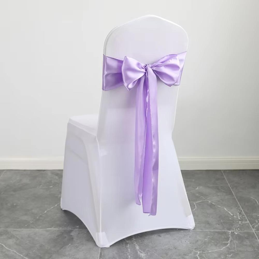5pcs Vintage Satin Wedding Chair Sashes 275cm Chair Back Ribbon Bow Chair Cover Birthday