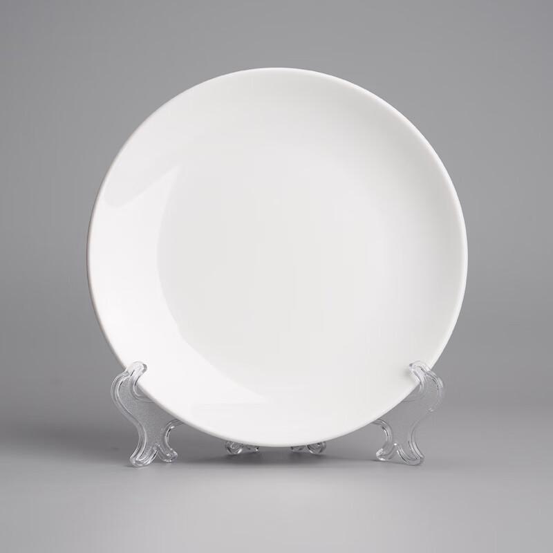 GuRou 8-inch Pure White Round Ceramic Shallow Plate