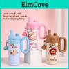 Capybara Cartoon Insulated Tumbler With Handle And Straw For Travel And Home Use