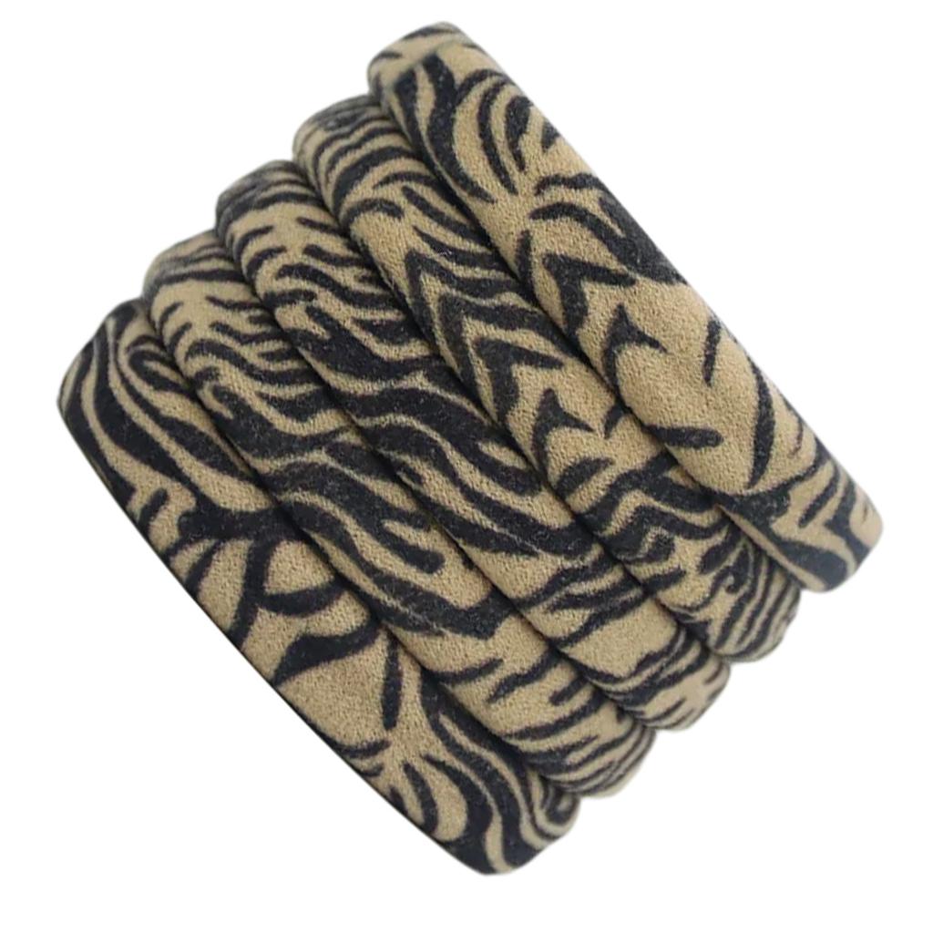 Aesthetic Leopard Print Scrunchies Elastic Hair Rope Set of 5 French Hair Elastic Absorbent Hair Tie for After Bath Use