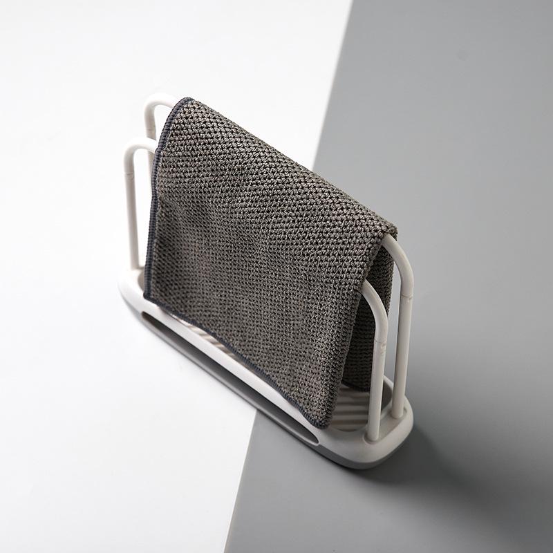 Double-Layer Kitchen Towel Rack with Drainage Trough and Diatom Mud