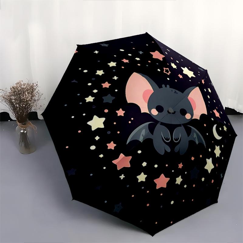 1pc Cute Bat Design Automatic Opening/Closing Umbrella, 8-Rib Outdoor Umbrella, Travelers, Daily Use.F024