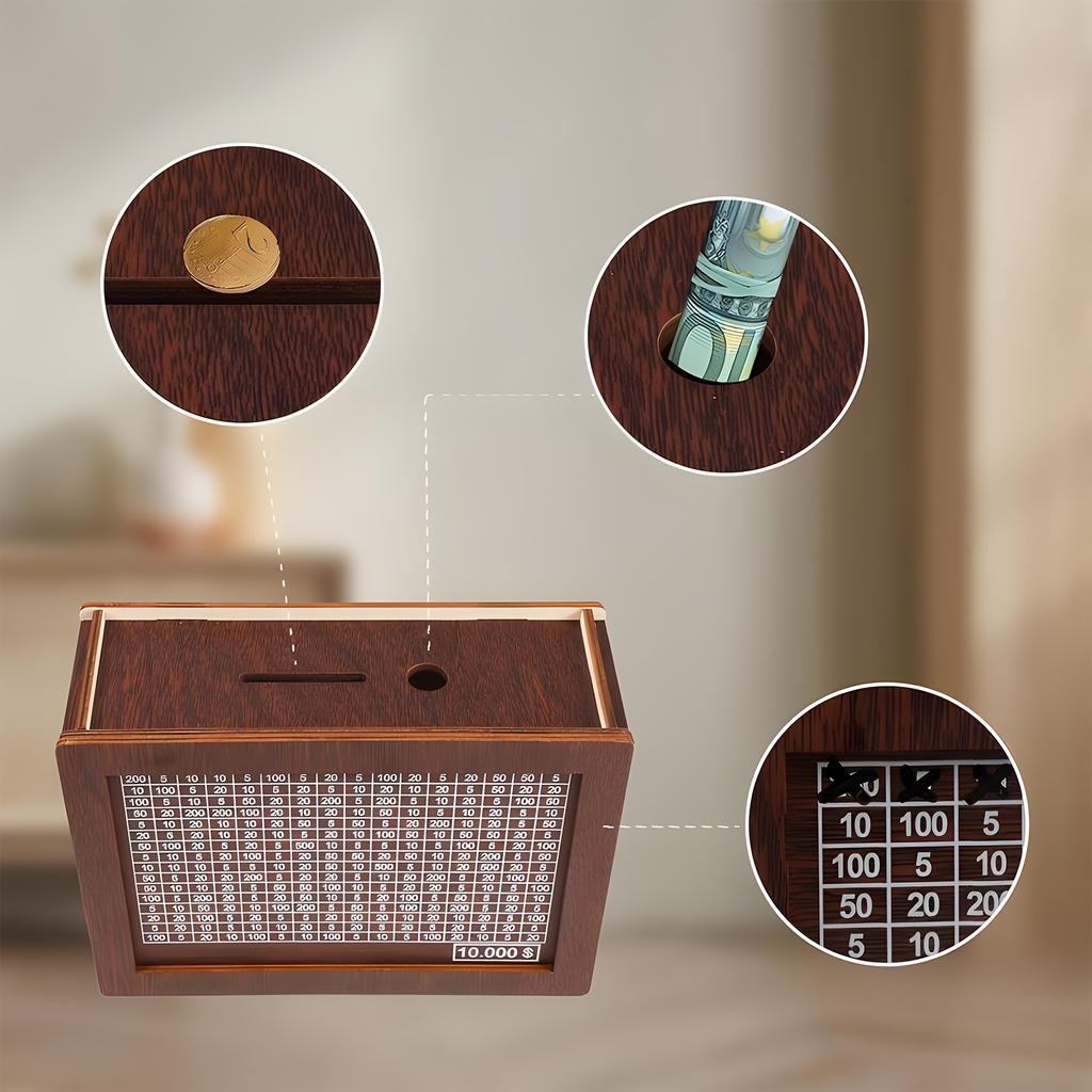 1pc Wooden Coin Bank with a Digital Counter, a Portable Change Box, a Reusable Family Financial Tool, Ideal for Christmas Gifts