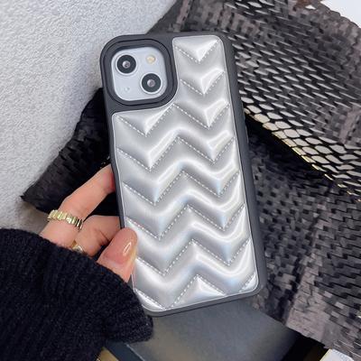 Luxury Brand 3d Shockproof Down Down Jacket Soft Leather Phone Case For Iphone 13 12 14 Pro Max Invisible Bracket Stand Cover