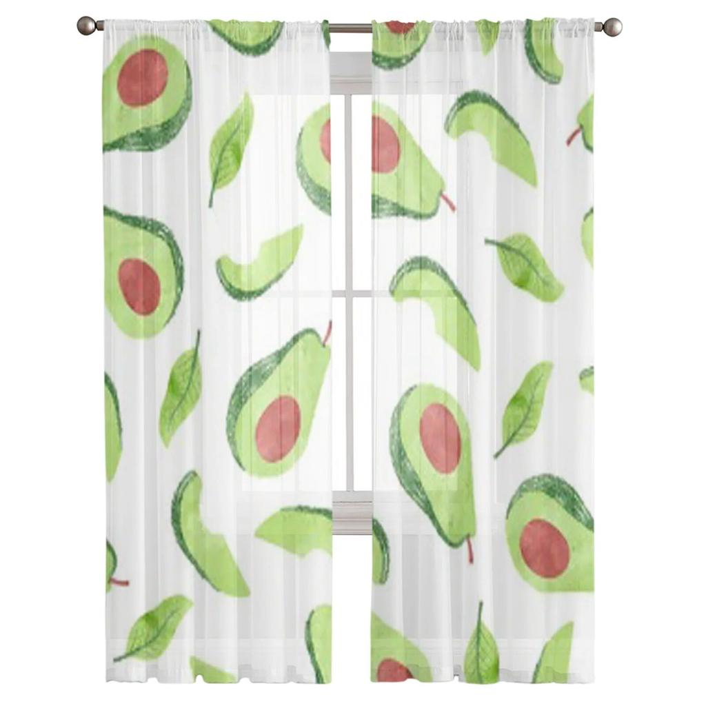 Avocado Frucht Tüll Transparente Fenstervorhänge für Wohnzimmer Das Schlafzimmer Moderne Chiffon Voile Organza Vorhänge Dekor Vorhänge