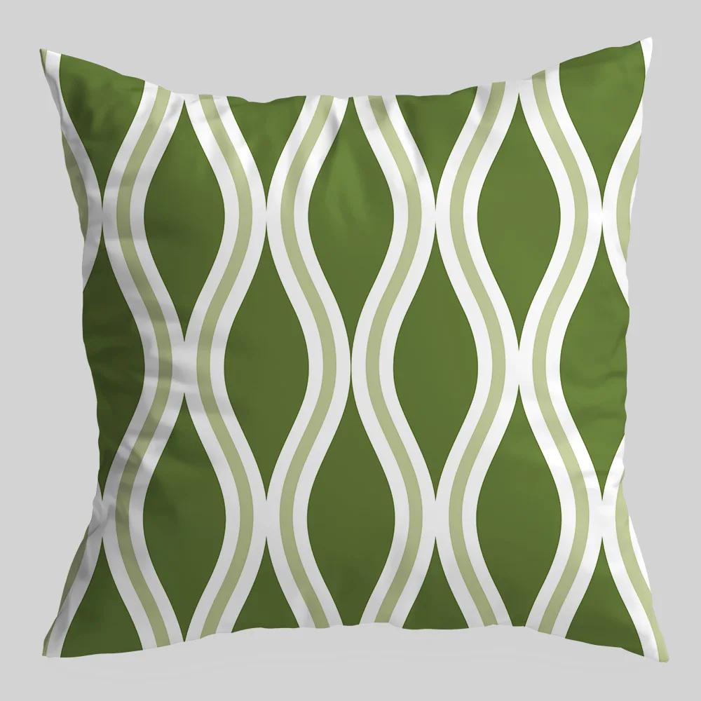 45x45cm Green Fresh Geometric Printed Pattern Pillowcase for Home Living Room Sofa Car Decoration Cushion