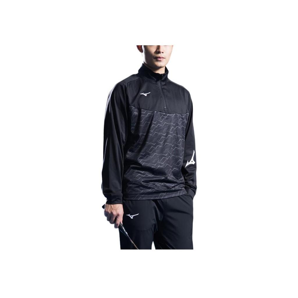 Mizuno Breathable Stand Collar Pullover Long Sleeve Sweatshirt Men Sweatshirt Gray Black P2CC19Z190