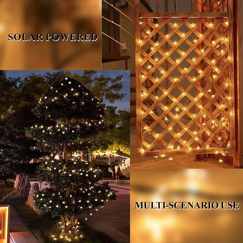 Warm white petal light cherry blossom light waterproof solar LED string light, garden decoration outdoor light wedding Christmas party