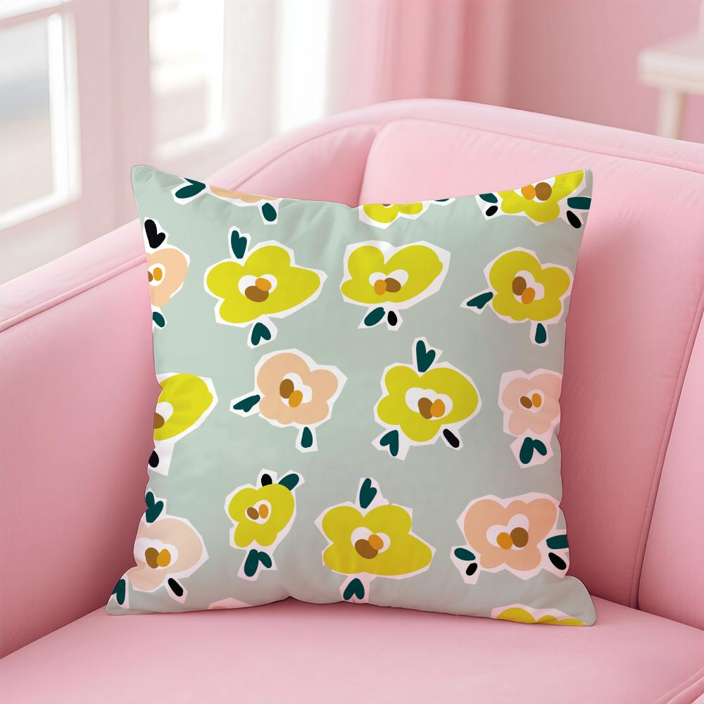 

Spring and Summer Floral Cushion Cover Premium Comfort Reversible Pillow Cove -Two in One Design for Any Room & Car Interior 30cmx30cm
