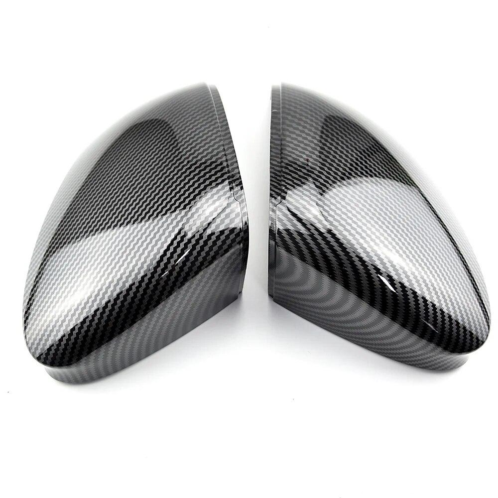 For Volkswagen Golf MK8 VIII 8 Side Mirror Covers Caps (Carbon Look) 2022 for VW Glossy Black Wing Rearview