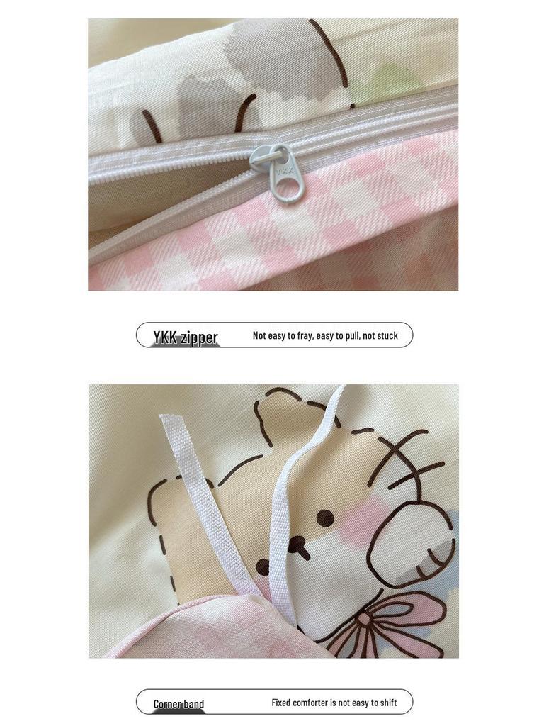 Early Spring 2026 Cute Cartoon Pure Cotton 3-Piece Bedding Set - Skin-Friendly and Age-Reducing