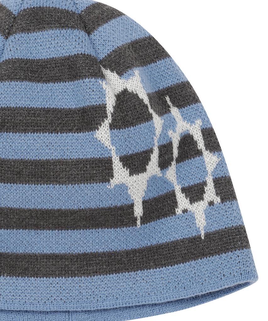 Lujeoseukeulleob Symbol Logo Striped Beanie Sky Blue
