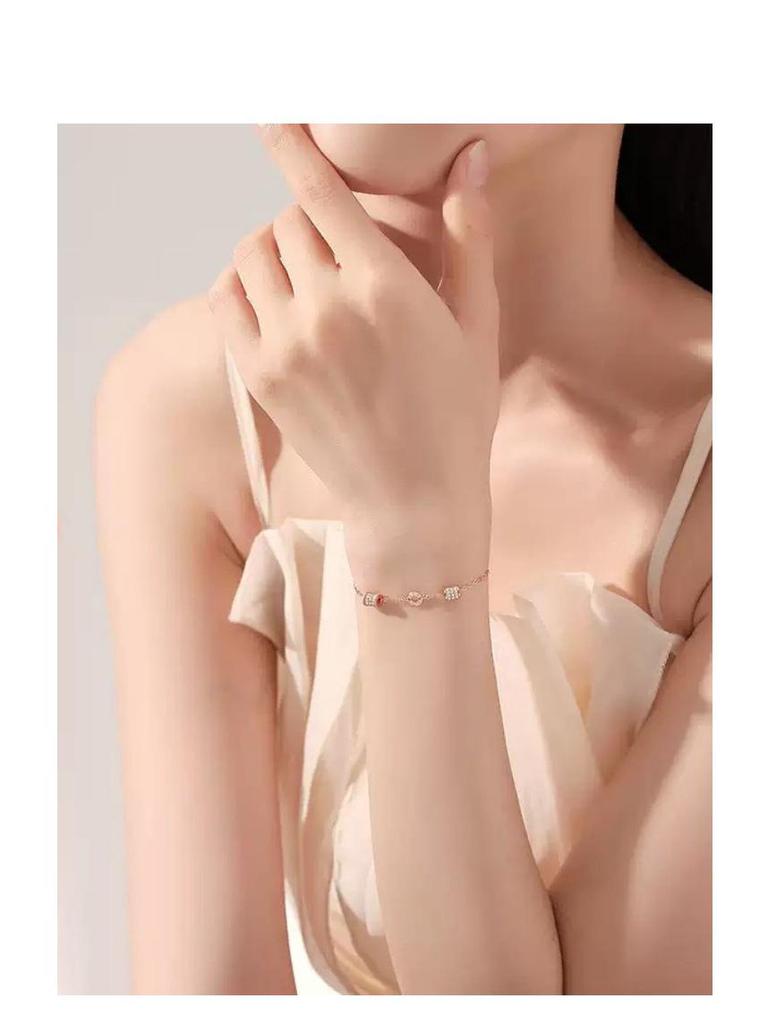 Korean Style Rose Gold Roman Numerals S925 Sterling Silver Bracelet for Women - Elegant Gift for Girlfriend