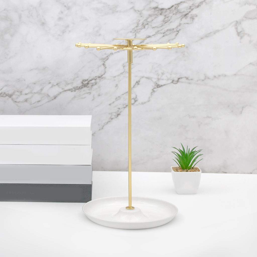 Metal Jewelry Holder with Circular Base Accessories Stand Rotatable Accessory Showcase Rack for Home and Store Use