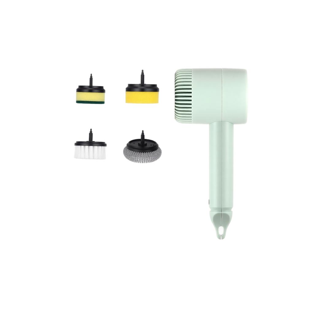 Multifunctional Electric Cleaning Brush with Four Replaceable Brush Heads for Household Surfaces and Appliances