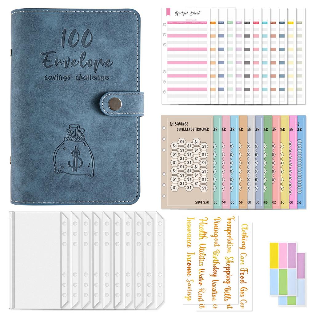 100 Day Challenge Money Saving Book Money Saving Budget Planner Loose-leaf Notebook Handbook