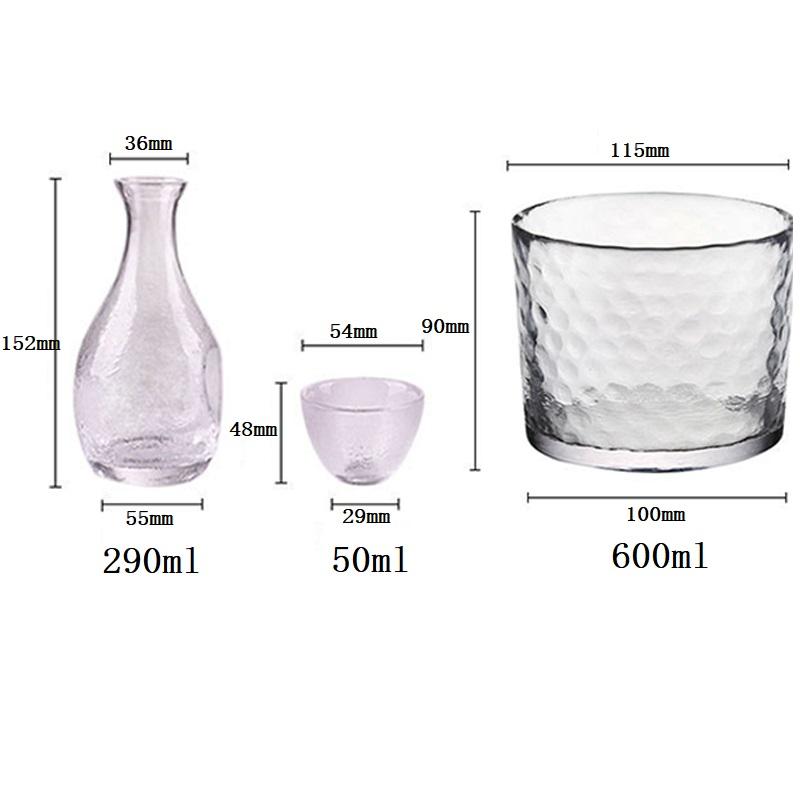 Creative Japanese Style Glass Wine Bottle Spirits Cup Sake Pot Set Wine Warmer Household Hot Wine Pot Frosted Pourers Decanter
