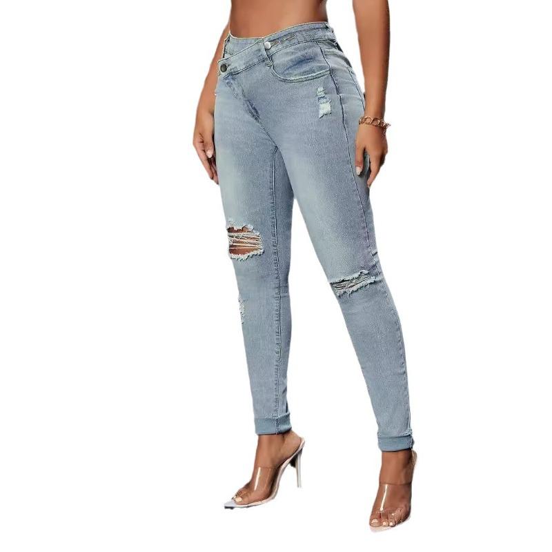 High-waisted Jeans Women's Pant Stretch Thin Slim Small Foot Pencil Trousers