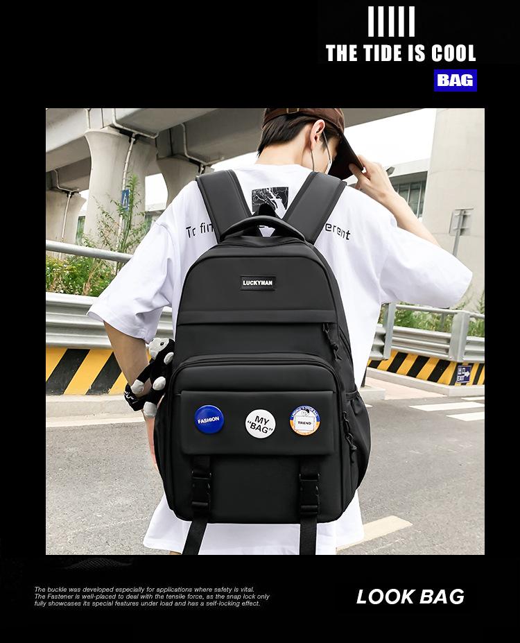 Schoolbag Backpack Male Korean ins Trendy Brand University High School Student Large Capacity Backpack Female Junior High School Student Class Bag