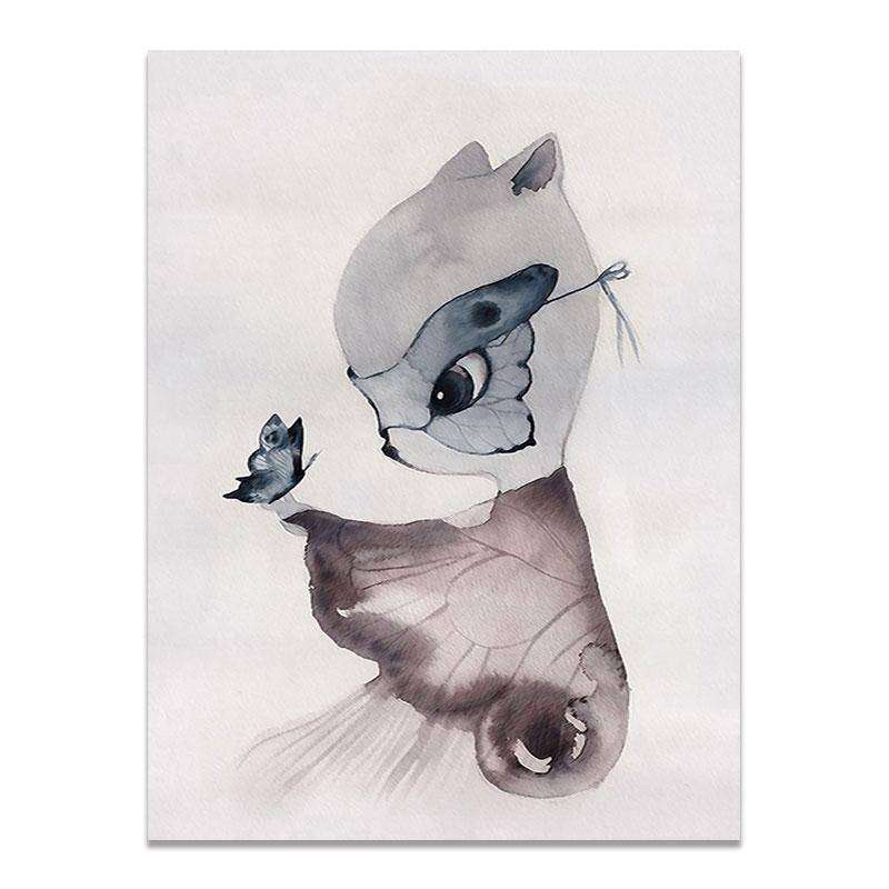 Moderne Nordic Kaninchen Mädchen Engel Wand Kunst Cartoon Leinwand Malerei Spray Farbe Kunst Poster Kinder Baby Kinderzimmer Wandmalereien