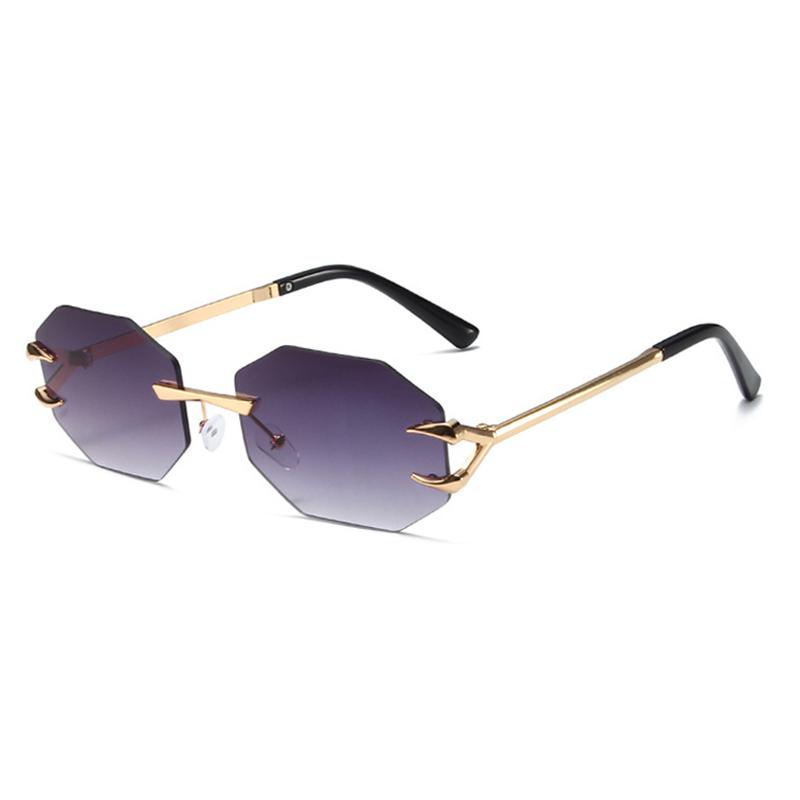 Trendy Polygon Sunglasses Women Men Frameless Vintage Summer Shades Fashion Sun Glasses For Ladies Vacation