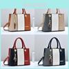 Crossbody Pu Tote Bag With Color Block Design For Daily Use