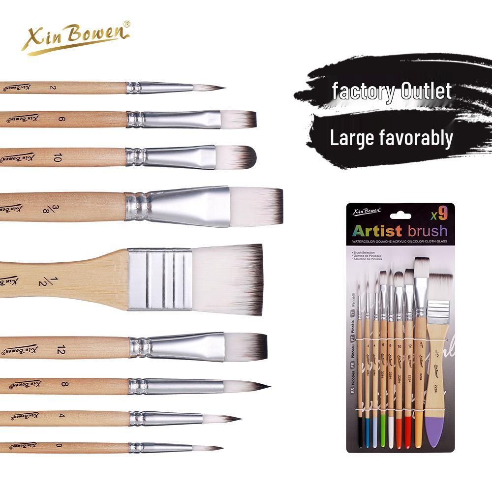 9-teiliges Nylonhaar-Pinselset für Wand- und Anfänger-Kunstmalerei