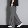Mens Ice Silk Elastic Waist Wide Leg Casual Pants