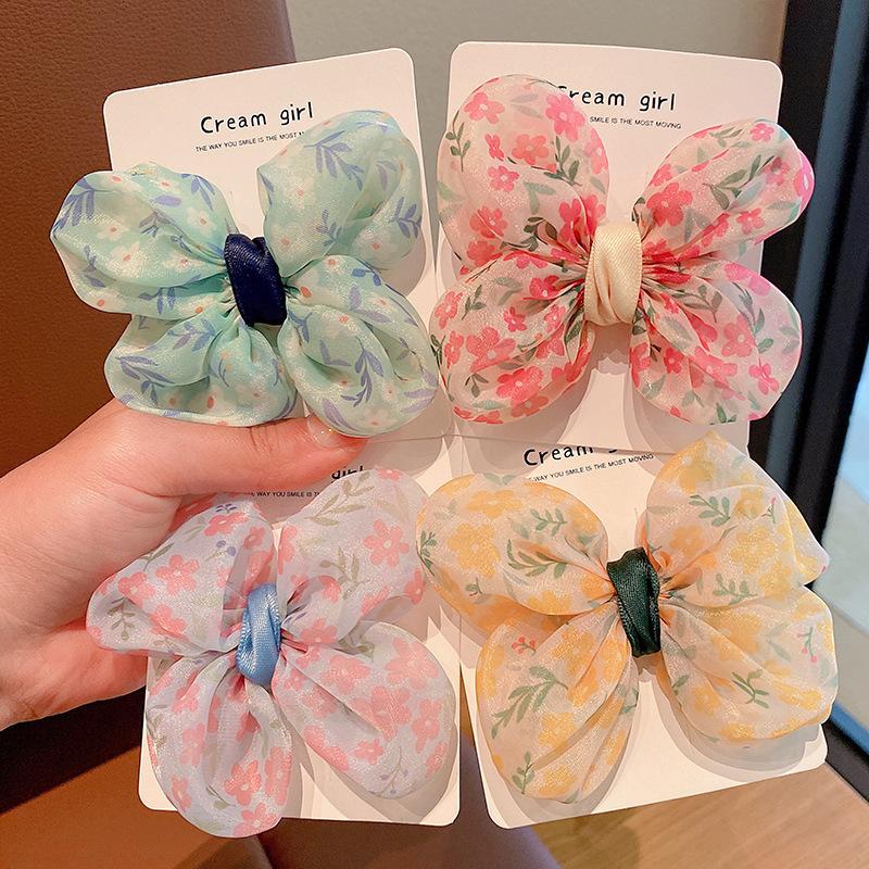 Children'S Bow Hairpin Little Girl Cute Mesh Hairpin Headgear Summer Mori Fairy Beautiful Woman Children'S Clip Hair Accessories