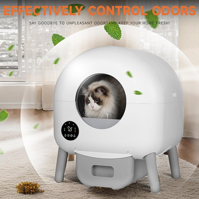 Smart Self Cleaning Litter Box App Control Odor Control Health Monitoring 76L Quiet Automatic Litter Box Robot for Multiple Cats