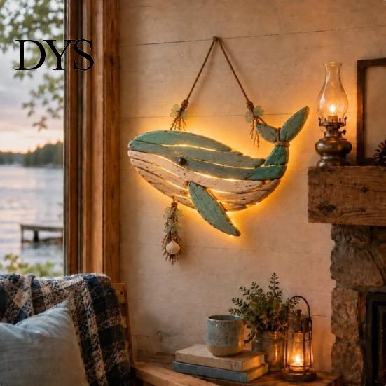 Cordless Wall Lighting Coastal Fish Pendant with Light, Fish/Turtle/Jellyfish/Dolphin/Octopus/Whale Shape, Resin Ocean Bedroom Bedside Light