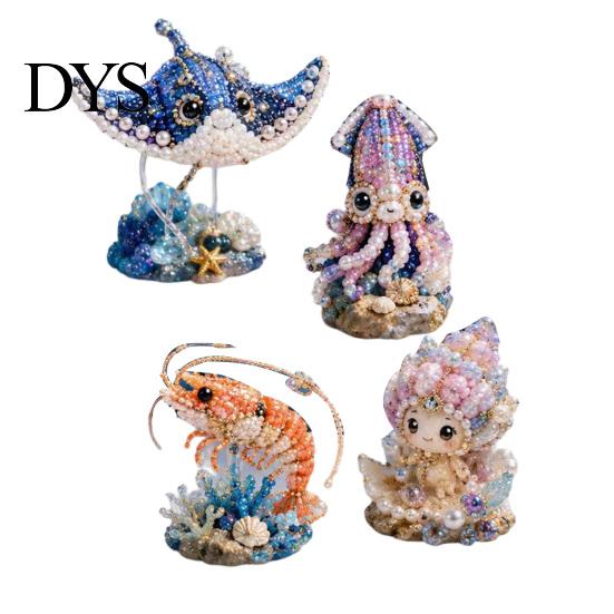 3D Beaded Animal Kit Tiny DIY Kit, Cute Mini Sea Life Beads Embroidery Relaxing Craft Activity Handmade Bead Art Making Set for Adults, Lovers Project