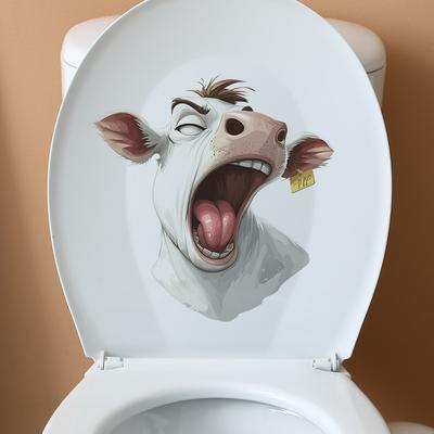 Tuhaf İnek Kafası Tuvalet Etiketleri Banyo Tuvaleti Ev Dekorasyonu Duvar Etiketleri
