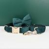 Dunkelgrünes Stoff-Haustierhalsband Hundehalsband Outdoor Hundeleine Hundehalsband M