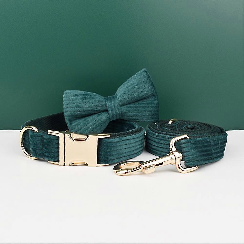Dunkelgrünes Stoff-Haustierhalsband Hundehalsband Outdoor Hundeleine Hundehalsband M