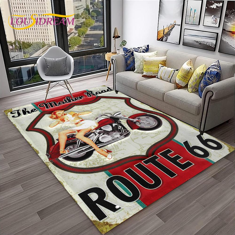 Mother Road,Historic Route 66,mãe Estrada Carpet Rug for Home Living Room Bedroom Sofa Doormat Decor,Area Rug Non-slip Floor Mat