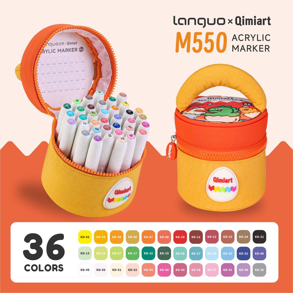 High Coverage Acrylic Paint Markers Languo 24/60Colors Brush Tip Acrylic Paint Pens with Cloth Bag Children Washable Drawing Kit