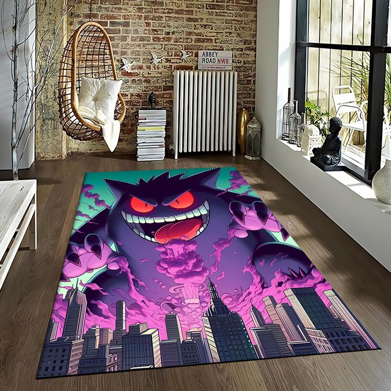 Pokemen Gengar Cartoon Pattern Living Room Bedroom Carpet Bedside Floor Mat 15 Sizes Kid's Room Cloakroom Play Mat Area Rug Gift