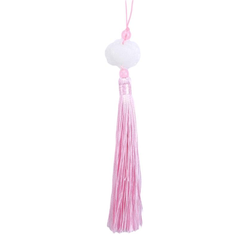 White Jade Lotus DIY Jewelry Curtain Clothes Decorative Accessories Key Car Bag Hanger Craft Tassels
