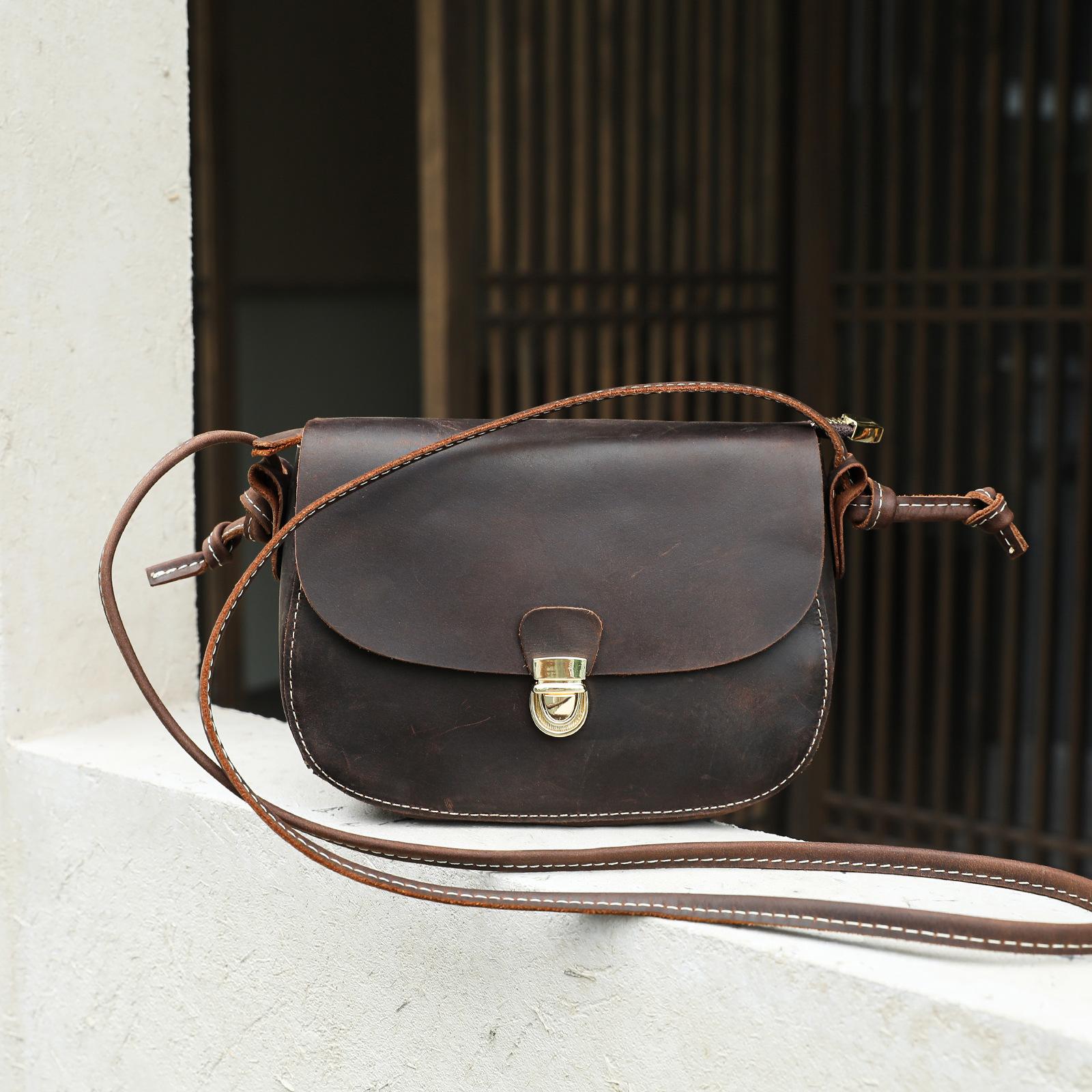 

Johnature Crazy Horse Leather Women s Bag Crossbody Small Bag Retro Cowhide Solid Color Shoulder Bag