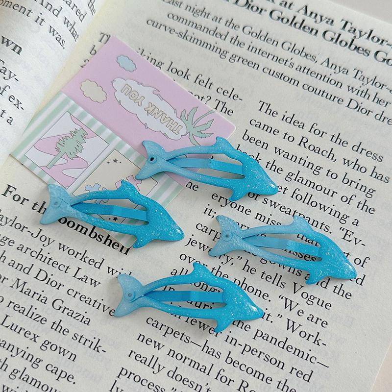 4Pcs Cute Cartoon Dolphin Bb Hair Clip For Women Girls Versatile Bangs Hair Clip Side Clip Hair Accessories Gifts
