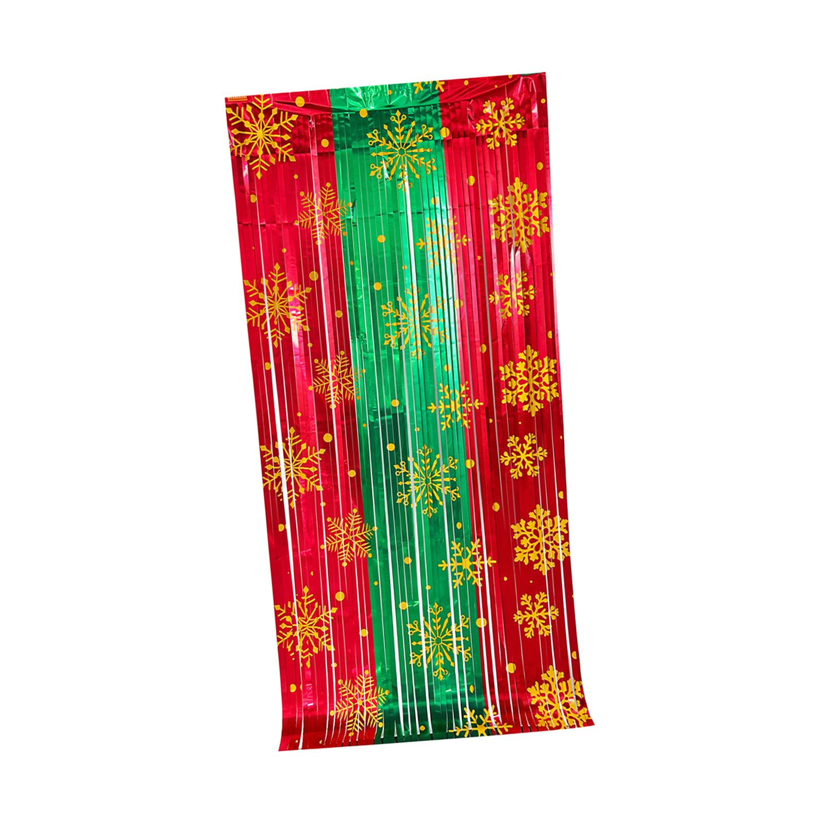 

Christmas Snowflake Pattern Fringe Curtain Photo Prop for Holiday Gatherings Quick Setup Accessories 2MX1M Party Decoration червоний