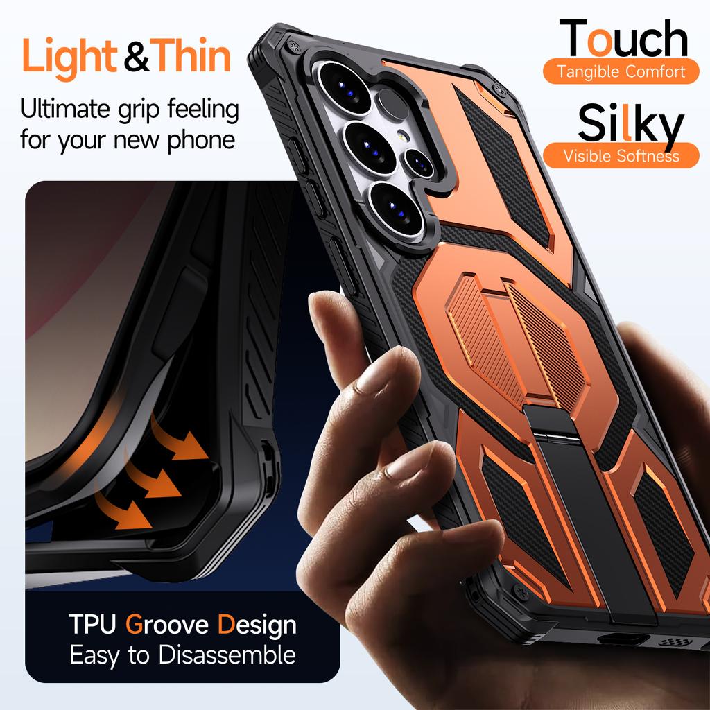 For Samsung Galaxy S26 Ultra Magnetic Case Rotating Kickstand PC + TPU Shockproof Drop-proof Phone Cover