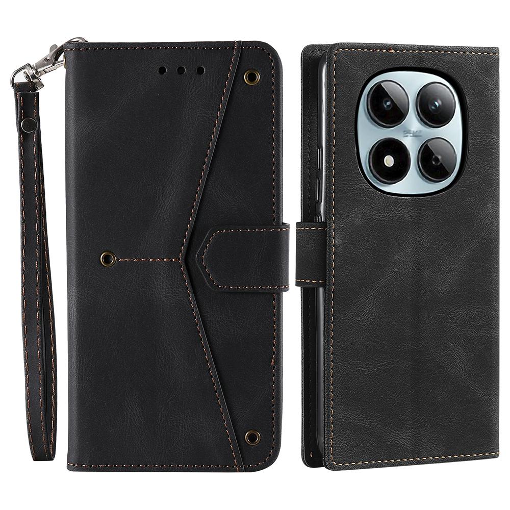 For Xiaomi Redmi Note 15 Pro 4G (Global) Leather Case Splicing Stitching Wallet Phone Cover with Wrist Strap