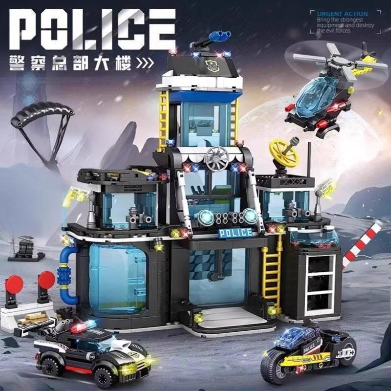 

Конструктор Штаб-квартира полиции Модель Мотоцикл Патрульная машина DIY Конструкторы для детей Рождественский Подарок на День рождения
