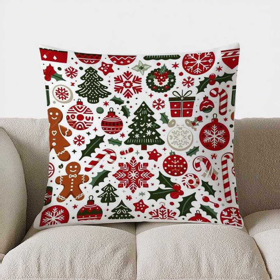 

Домашний Декор Санта и Клетчатый Орнамент Рождественский Узор на Подушку Наволочка Подходит для Дивана Спальни Автомобиля 16x16Inch