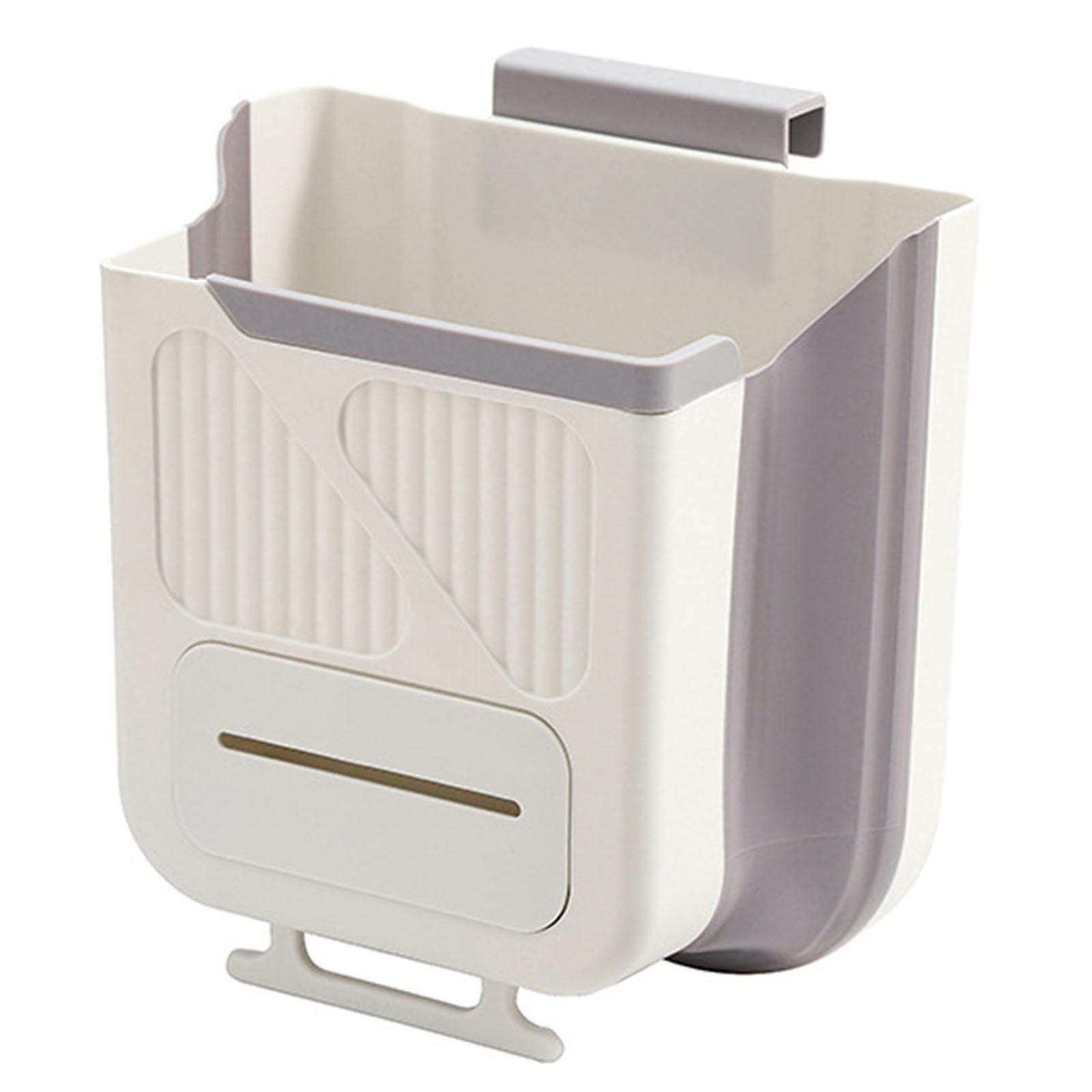 

7L Collapsible Waste Bin Space-Saving Foldable Hanging Garbage Bin Plastic for Countertop Under Sink Bathroom and RV серый